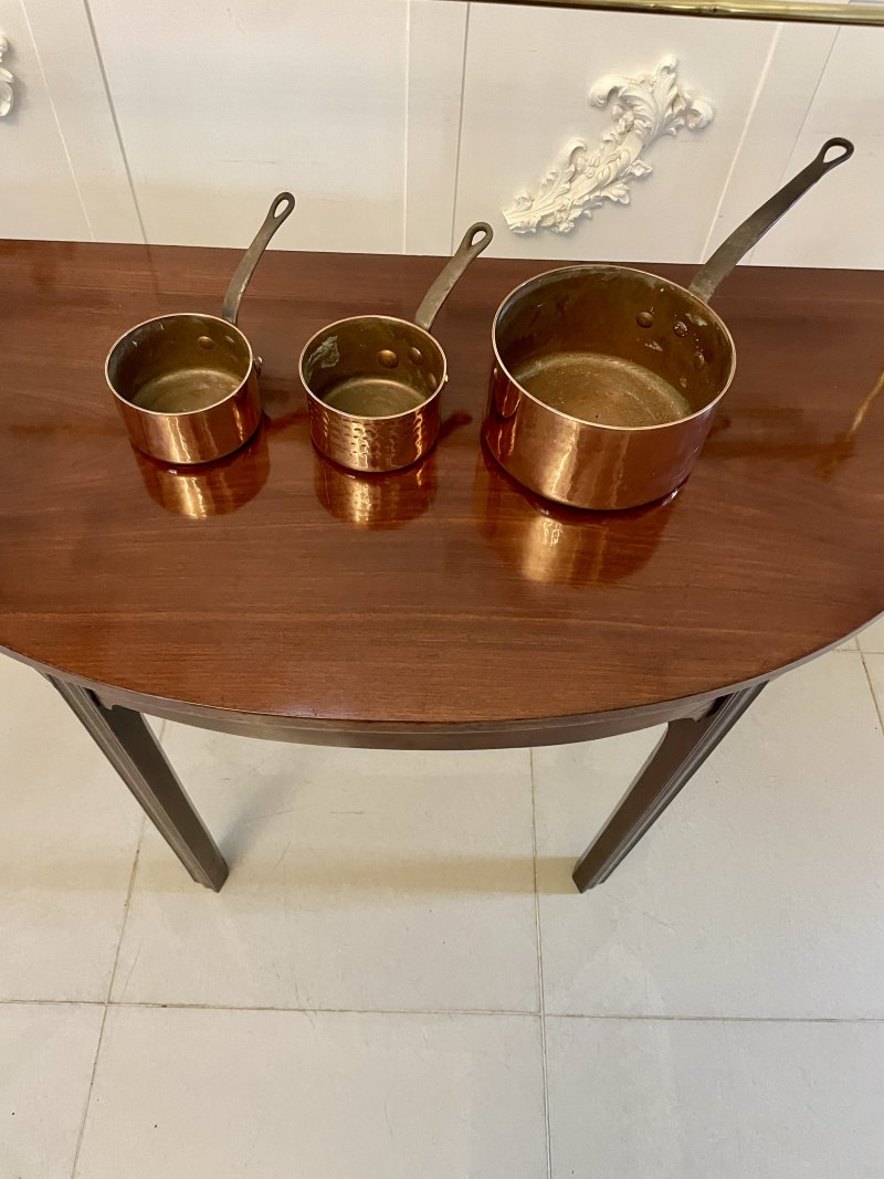 Three Antique Victorian Copper Pans - Image 2